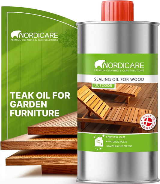 Nordicare Sealing Wood Oil for Outdoor Garden Furniture - Teak Oil for Garden Furniture - Suitable for All Outdoor Types of Wood, for Wood Exterior Protection - Easy to Apply (500ml)